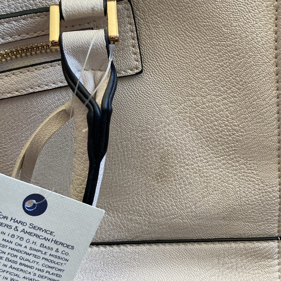 G. H. Bass & Company Leather Cream Satchel Handbag NWT - Picture 10 of 11